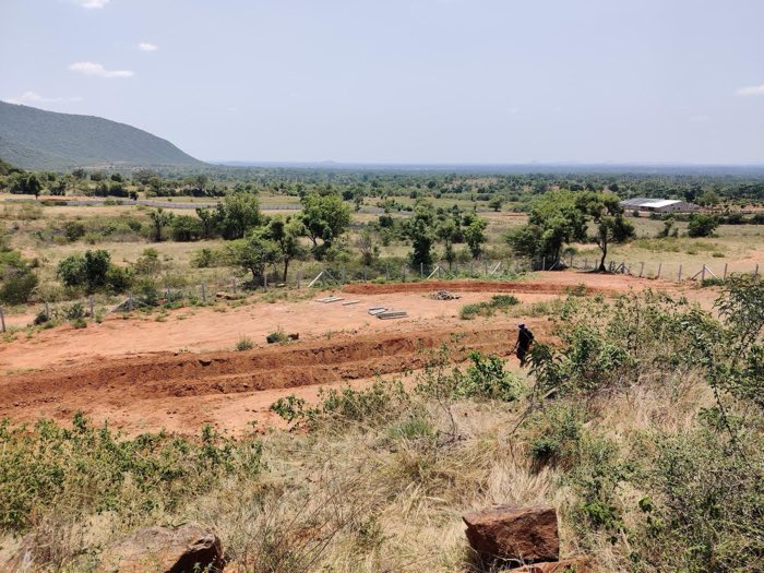 Aerial view of Samanvaya's land after Phase 1 earthworks