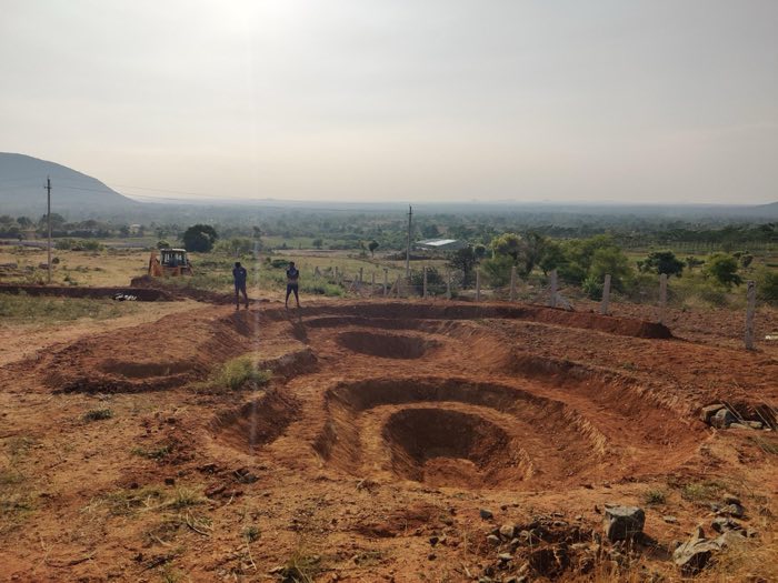 P1 water-harvesting pond being dug at Samanvaya